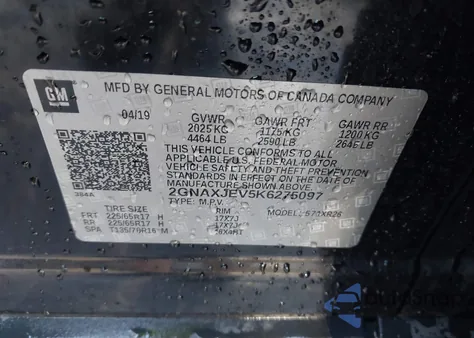 2019 Chevrolet Equinox Lt from USA, damaged, VIN 2GNAXJEV5K6275097